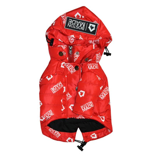 Boston Made Red Pattern Dog Jacket